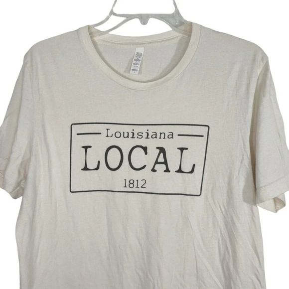 Unbranded Tan Beige Louisiana Local Graphic T-Shirt Women Size L Crewneck FLAW - Picture 2 of 7
